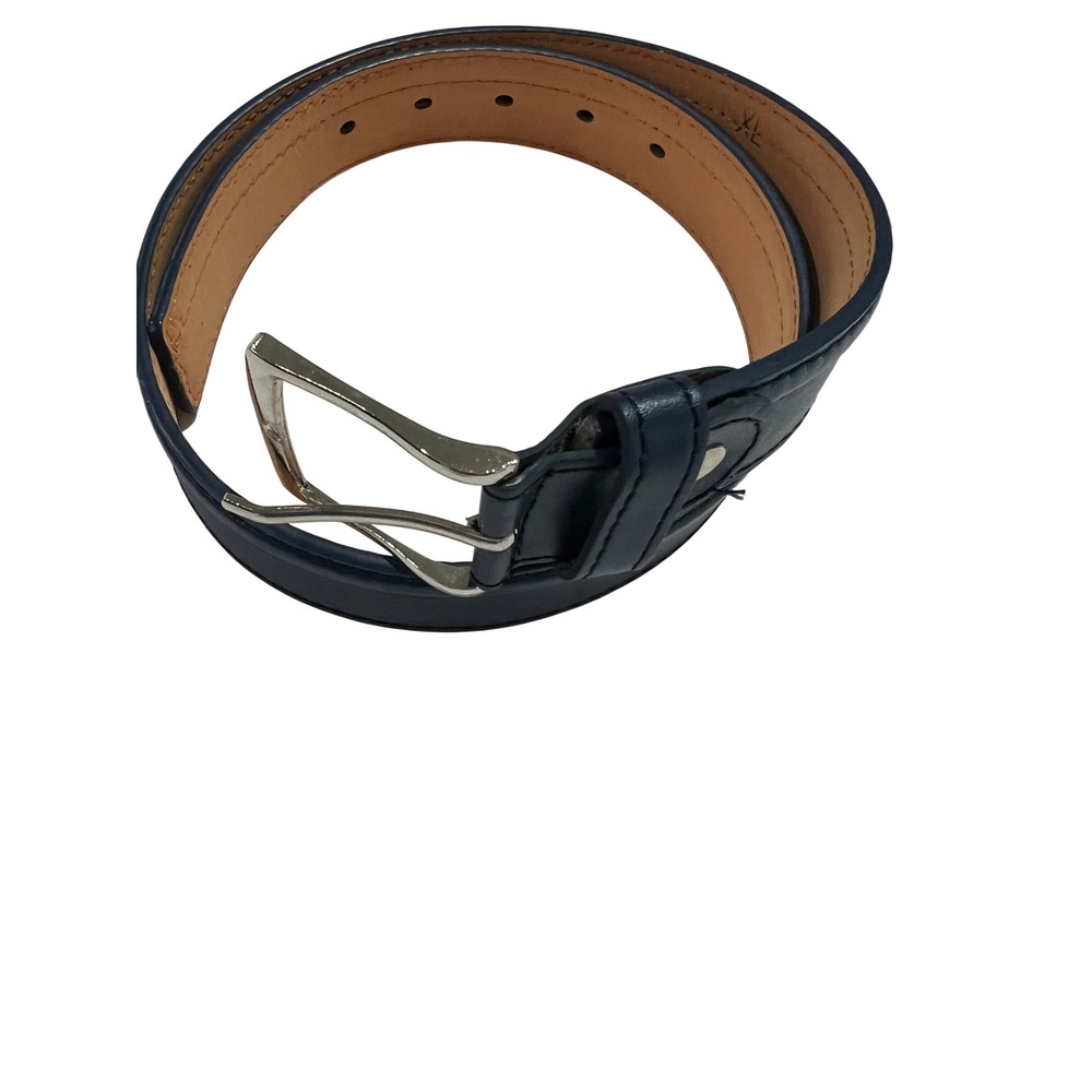 Kids A2023 Belt Kids XL Navy Blue Genuine Leather Silver Buckle Accessory D34
